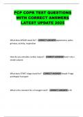 PCP COPR TEST QUESTIONS WITH CORRECT ANSWERS LATEST UPDATE 2025