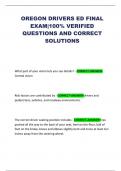 OREGON DRIVERS ED FINAL EXAM&vert;100&percnt; VERIFIED QUESTIONS AND CORRECT SOLUTIONS
