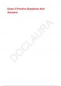 Exam 2 Practice Questions And Answers