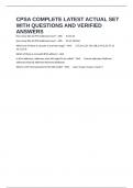 CPSA COMPLETE LATEST ACTUAL SET WITH QUESTIONS AND VERIFIED ANSWERS