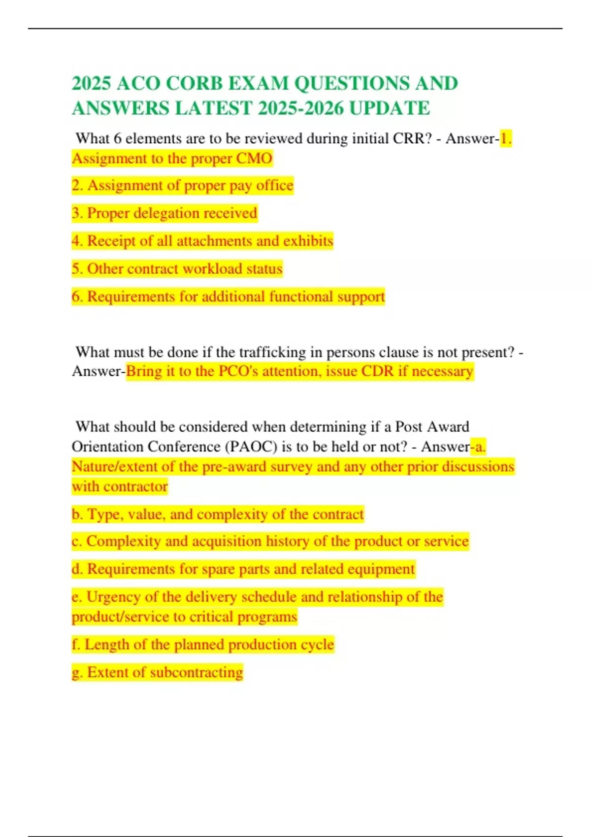 2025 ACO CORB EXAM QUESTIONS AND ANSWERS LATEST UPDATE - 2025 ACO CORB ...