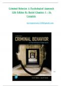 TEST BANK For Criminal Behavior&colon; A Psychological Approach 12th Edition &lpar;Bartol&rpar; Chapters 1 - 16&comma; Complete