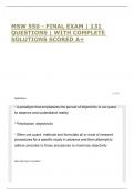 MSW 550 - FINAL EXAM &vert; 131 QUESTIONS &vert; WITH COMPLETE SOLUTIONS SCORED A&plus;