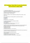 AZ Caregiver Test With Correct Questions And Answers Latest 2025