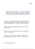 Med Surg II Quiz 7 Actual Exam Questions And Answers 2025