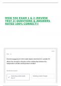 MSW 550 EXAM 1 & 2 &lpar;REVIEW TEST 2&rpar; QUESTIONS & ANSWERS RATED 100&percnt; CORRECT&excl;&excl;