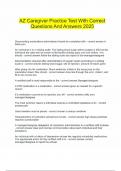  AZ Caregiver Practice Test With Correct Questions And Answers 2025