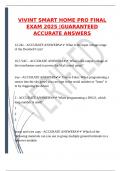 VIVINT SMART HOME PRO FINAL EXAM 2025 &vert;GUARANTEED ACCURATE ANSWERS