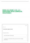 NURS 311 EXAM 1 CH&period; 1-4 QUESTIONS WITH COMPLETE SOLUTIONS&excl;&excl;