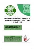 LML4802 Assignment 2 &lpar;COMPLETE ANSWERS&rpar; semester 1 2025 - DUE 29 April 2025&semi; 100&percnt; correct solutions and explanations&period;