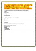 MARKETO CERTIFICATION ASSOCIATE &lpar;MCA&rpar; Exam Questions and Correct Answers Latest Version 2025