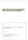 NURS 388 FINAL EXAM QUESTIONS WITH 100&percnt; SOLVED ANSWERS&excl;&excl;