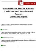 Nasm Corrective Exercise Specialist Final Exam Study Questions Verified With 100&percnt; Correct Answers