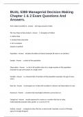 BUAL 5380 Managerial Decision Making Chapter 1 & 2 Exam Questions And Answers&period;