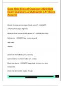 Dose Grid-Clinical Oncology 2025&sol;2026  Exam Questions and Answers &vert; A&plus; Score  Assured 
