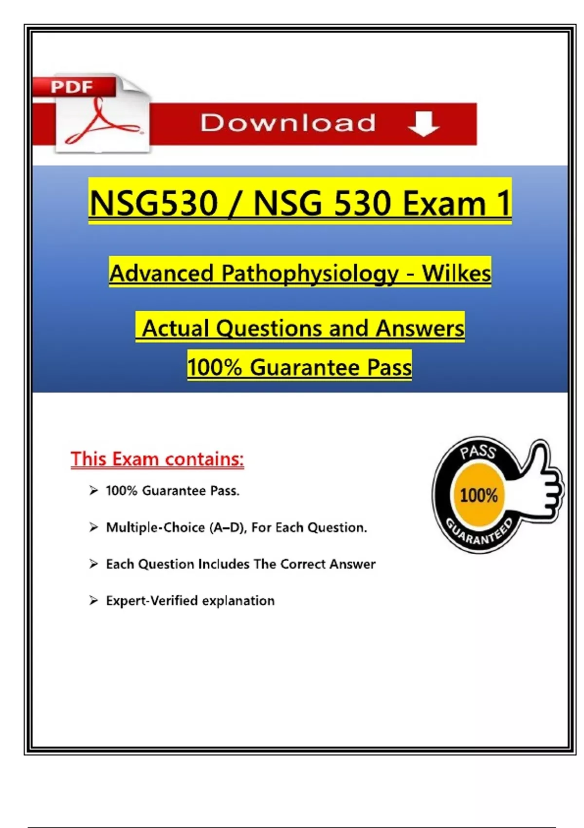 NSG 530 / NSG 530 Exam 1 (Latest 2025 / 2026) Actual Qs & Ans to Pass ...