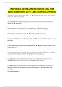 CALIFORNIA CONTRACTORS LICENSE LAW TEST CLASS QUESTIONS WITH 100&percnt; VERIFIED ANSWERS