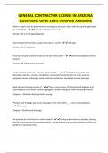 GENERAL CONTRACTOR LICENSE IN ARIZONA QUESTIONS WITH 100&percnt; VERIFIED ANSWERS