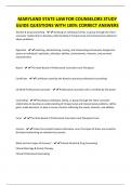 MARYLAND STATE LAW FOR COUNSELORS STUDY GUIDE QUESTIONS WITH 100&percnt; CORRECT ANSWERS