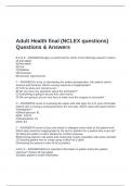 Adult Health final &lpar;NCLEX questions&rpar; Questions & Answers