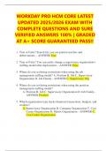 WORKDAY PRO HCM CORE LATEST  UPDATED 2025&sol;2026 EXAM WITH  COMPLETE QUESTIONS AND SURE  VERIFIED ANSWERS 100&percnt; &vert; GRADED AT A&plus; SCORE GUARANTEED PASS&excl;&excl; 