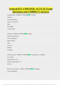 General ICU UPDATED  ACTUAL Exam  Questions and CORRECT Answers