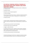 ATI CRITICAL THINKING &sol;CRITICAL THINKING ATI PROCTORED EXAM LATEST VERSION &vert; REAL EXAM QUESTIONS &vert; AGRADE