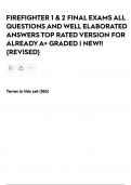 FIREFIGHTER 1 & 2 FINAL EXAMS ALL QUESTIONS AND WELL ELABORATED ANSWERS TOP RATED VERSION FOR ALREADY A&plus; GRADED &vert; NEW&excl;&excl;&lbrace;REVISED&rcub;