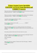 Urinary System Career Specialties  UPDATED  ACTUAL Exam Questions and  CORRECT Answers