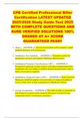 CPB Certified Professional Biller Certification LATEST UPDATED 2025&sol;2026 Study Guide Test 2025 WITH COMPLETE QUESTIONS AND SURE VERIFIED SOLUTIONS 100&percnt; GRADED AT A&plus; SCORE GUARANTEED PASS&excl;&excl;