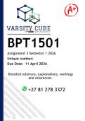 BPT1501 Assignment 3 &lpar;DETAILED ANSWERS&rpar; Semester 1 2026 - DISTINCTION GUARANTEED