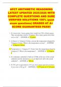 AFCT ARITHMETIC REASONING LATEST UPDATED 2025&sol;2026 WITH COMPLETE QUESTIONS AND SURE VERIFIED SOLUTIONS 100&percnt; &lpar;past exam questions&rpar; GRADED AT A&plus; SCORE GUARANTEED PASS&excl;&excl;