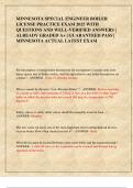 MINNESOTA SPECIAL ENGINEER BOILER  LICENSE PRACTICE EXAM 2025 WITH  QUESTIONS AND WELL-VERIFIED ANSWERS &vert;  ALREADY GRADED A&plus; &vert; GUARANTEED PASS &vert;  MINNESOTA ACTUAL LATEST EXAM