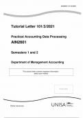 AIN2601 SEMESTERS 1 AND 2 TUTORIAL LETTER PRACTICAL ACCOUNTING DATA PROCESSING&period; COMPLETE EXAM&period; VERIFIED ANSWERS