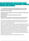 2025 AAFP BEHAVIORAL HEALTH FINAL EXAM UPDATED QUESTIONS AND ANSWERS &vert; CORRECTLY VERIFIED 100&percnt; GRADED A 