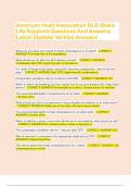 American Heart Association BLS &lpar;Basic Life Support&rpar; Questions And Answers Latest &vert;Update&vert; Verified Answers