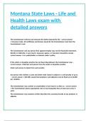 Montana State Laws - Life and Health Laws exam with detailed answers