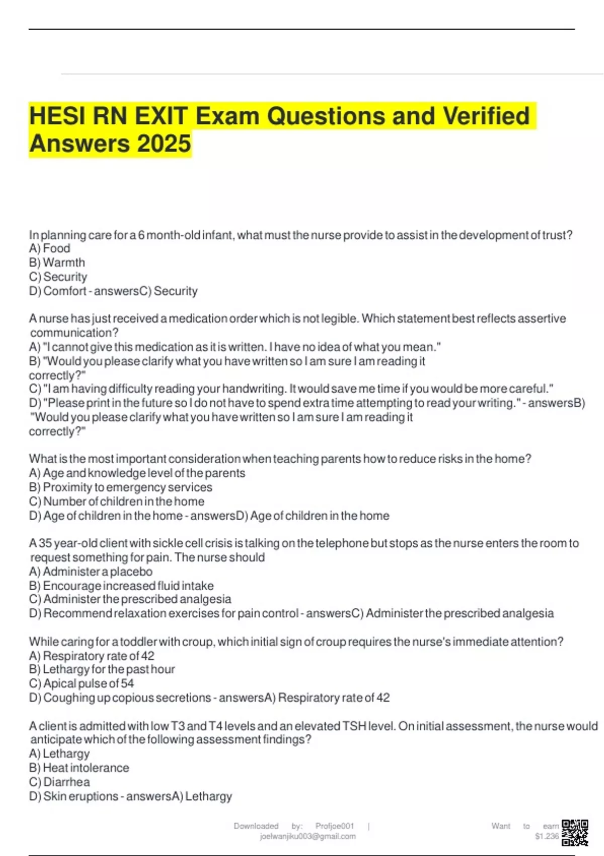 HESI RN EXIT Exam Questions and Verified Answers 2025 - HESI RN EXIT ...