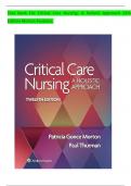 TEST BANK For Critical Care Nursing- A Holistic Approach, 12th Edition by Morton Fontaine all chapters included  newest edition  updated 2025