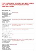 PERMIT PRACTICE TEST 2025&sol;2026 LATEST UPDATE&vert;  REAL EXAM&vert; ACTUAL QUESTIONS WITH COMPLETE  VERIFIED SOLUTIONS 