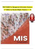 TEST BANK For Management Information Systems&comma; 11th Edition by Hossein Bidgoli&comma; Verified Chapters 1 - 14&comma; Complete Newest Version