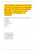 600 Questions &Answers Test bank on Human Physiology An Integrated Approach 8th Edition&comma; Dee Unglaub Silverthorn Latest version year 2024-2025&lowbar;All Chapters 1 to  chapter 266