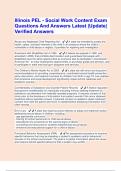 Illinois PEL - Social Work Content Exam Questions And Answers Latest &vert;Update&vert; Verified Answers 