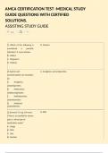 AMCA CERTIFICATION TEST -MEDICAL STUDY GUIDE QUESTIONS WITH CERTIFIED SOLUTIONS&period;