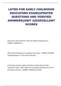 LETRS FOR EARLY CHILDHOOD EDUCATORS EXAM&vert;&vert;UPDATED QUESTIONS AND VERIFIED ANSWERS&vert;&vert;UNIT 2&vert;&vert;EXECELLENT SCORES
