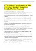 IPE 213 Final Exam Questions 100&percnt; Correct A&plus; Solution Guide New Update &lpar;Verified Answers&rpar;