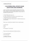 CALIFORNIA REAL ESTATE EXAM  QUESTIONS AND ANSWERS 