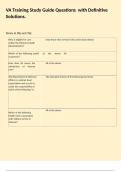 VA Training Study Guide Questions  with Definitive Solutions&period;