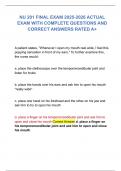NU 201 FINAL EXAM 2025-2026 ACTUAL EXAM WITH COMPLETE QUESTIONS AND CORRECT ANSWERS RATED A&plus;