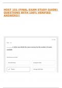 HOST 101 &lpar;FINAL EXAM STUDY GUIDE&rpar; QUESTIONS WITH 100&percnt; VERIFIED ANSWERS&excl;&excl;